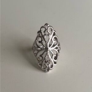 NWOT Elegant 925 Sterling Silver Filigree Ring, Size 6 6-1/2